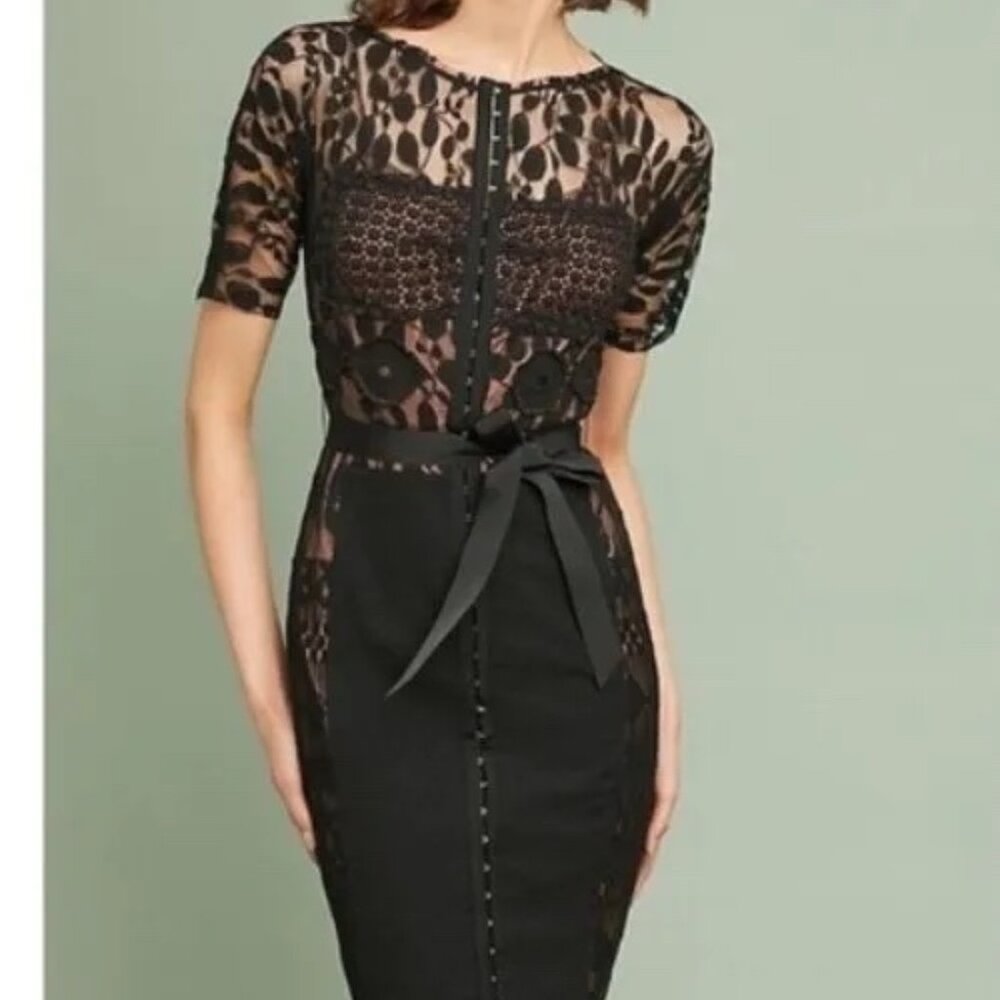 Anthropologie Byron Lars Carissima Sheath Dress Black Size 6